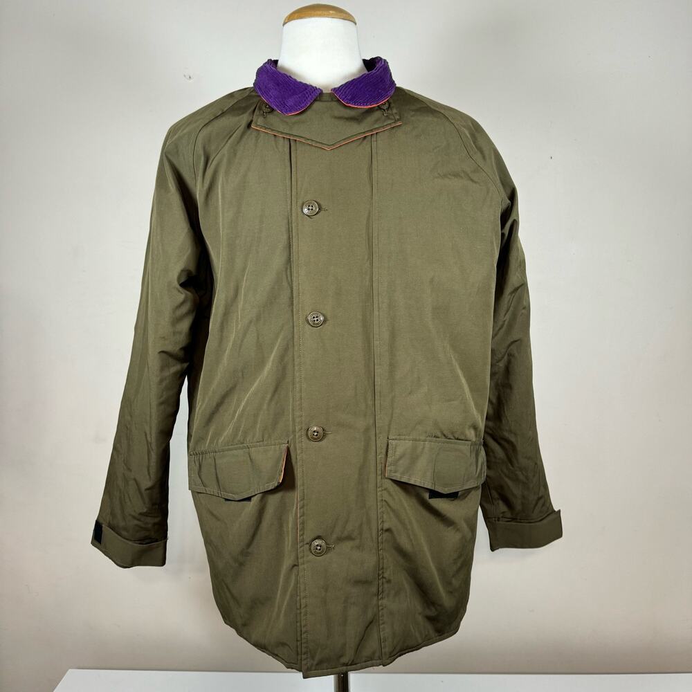 The Hundreds Olive Green Button Front Utility Jacket Purple Collar Streetwear